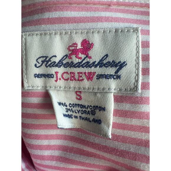 Haberdashery J. Crew Stretch Pink White Stripe button Down Shirt Small S - Picture 8 of 9